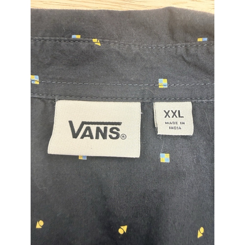 Vans Button Up Shirt Mens XXL Black Micro Print Short Sleeve Pocket #67 - Picture 4 of 4